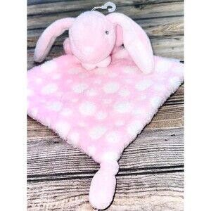 Tadpoles Lovey Pink Bunny Stuffed Plush 8.5” Rabbit Polka Dot Security Blanket